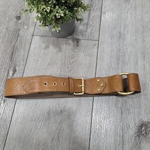 Patrizia Pepe Brown Leather Belt with Brass Buckle